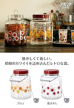 昭和レトロ ガラス瓶アデリア？ Amazon | アデリアレトロ 貯蔵びん 3L レードル付き ガラス保存